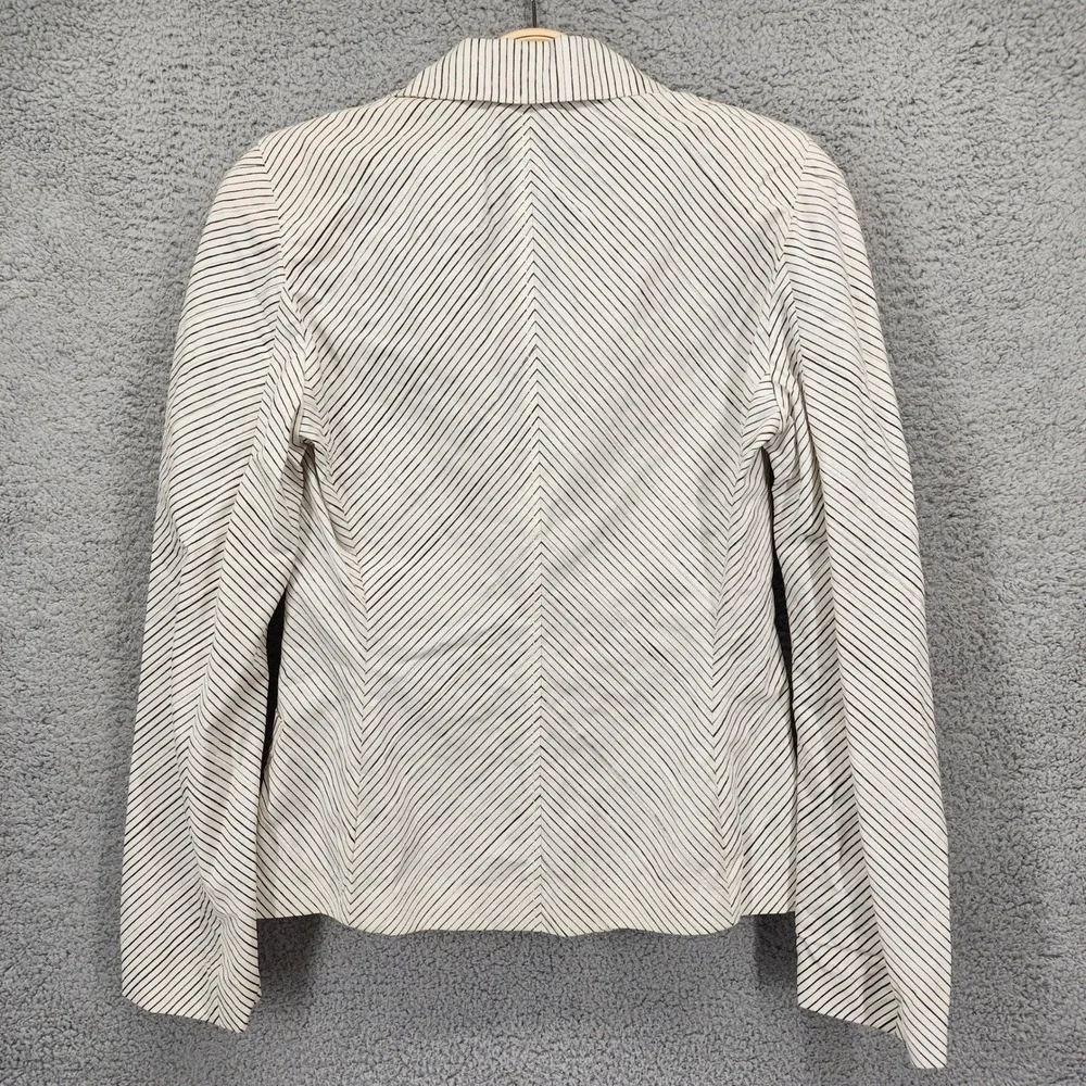 Piazza Sempione Womens Striped Single Button Blazer Jacket Cream Black - Picture 4 of 7